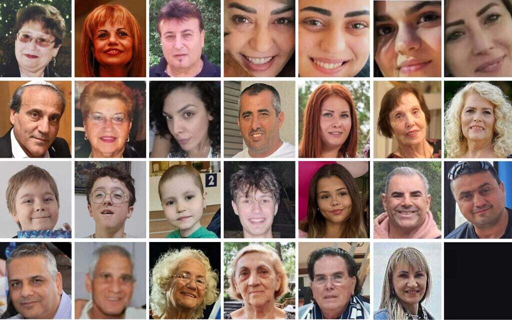 faces of 28 Israelis who died from Iranian attacks in June 2025