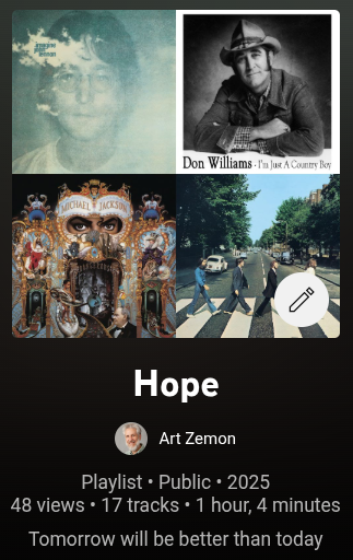 Hope playlist on YouTube Music