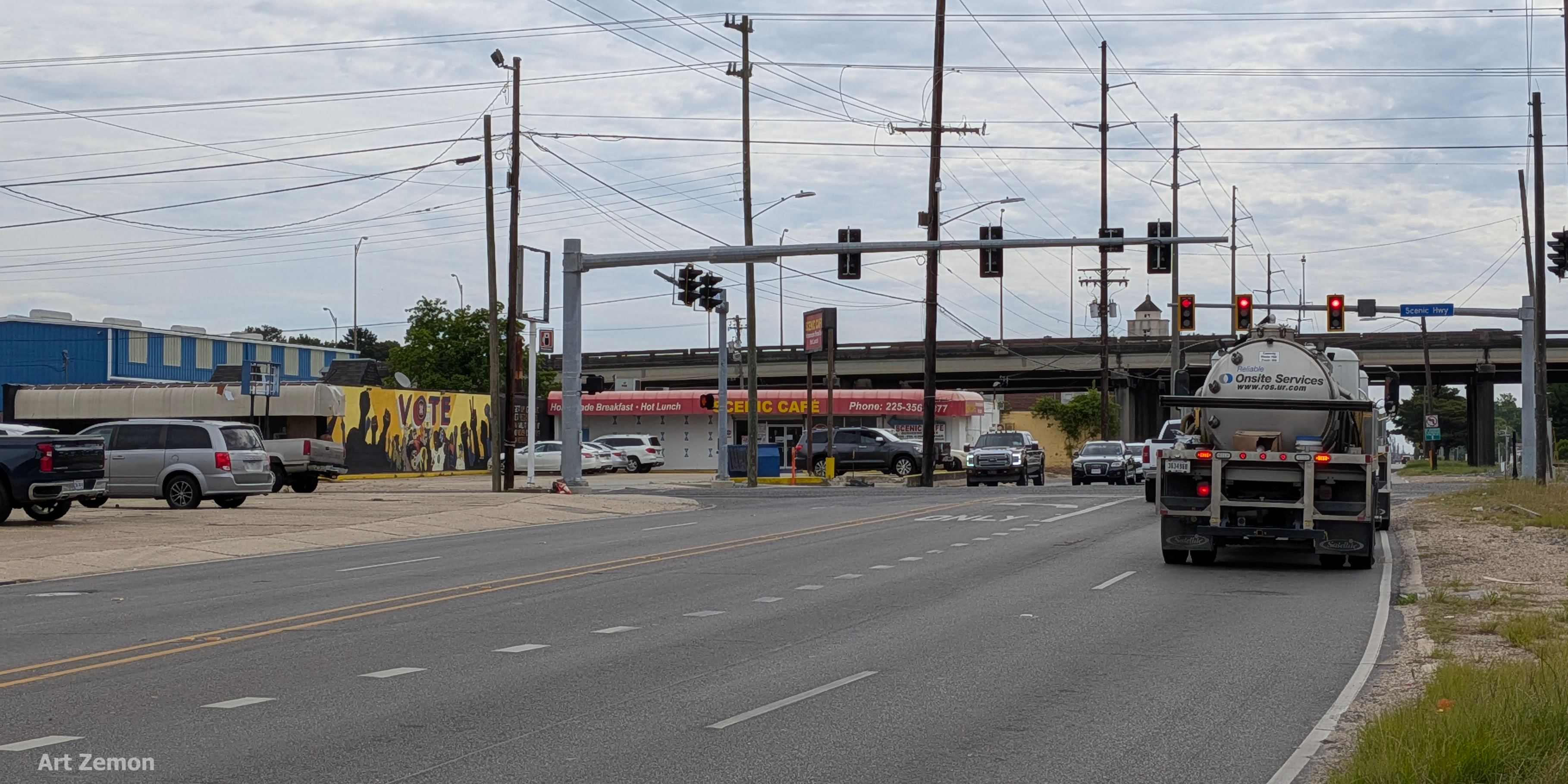 busy urban intersection with traffic