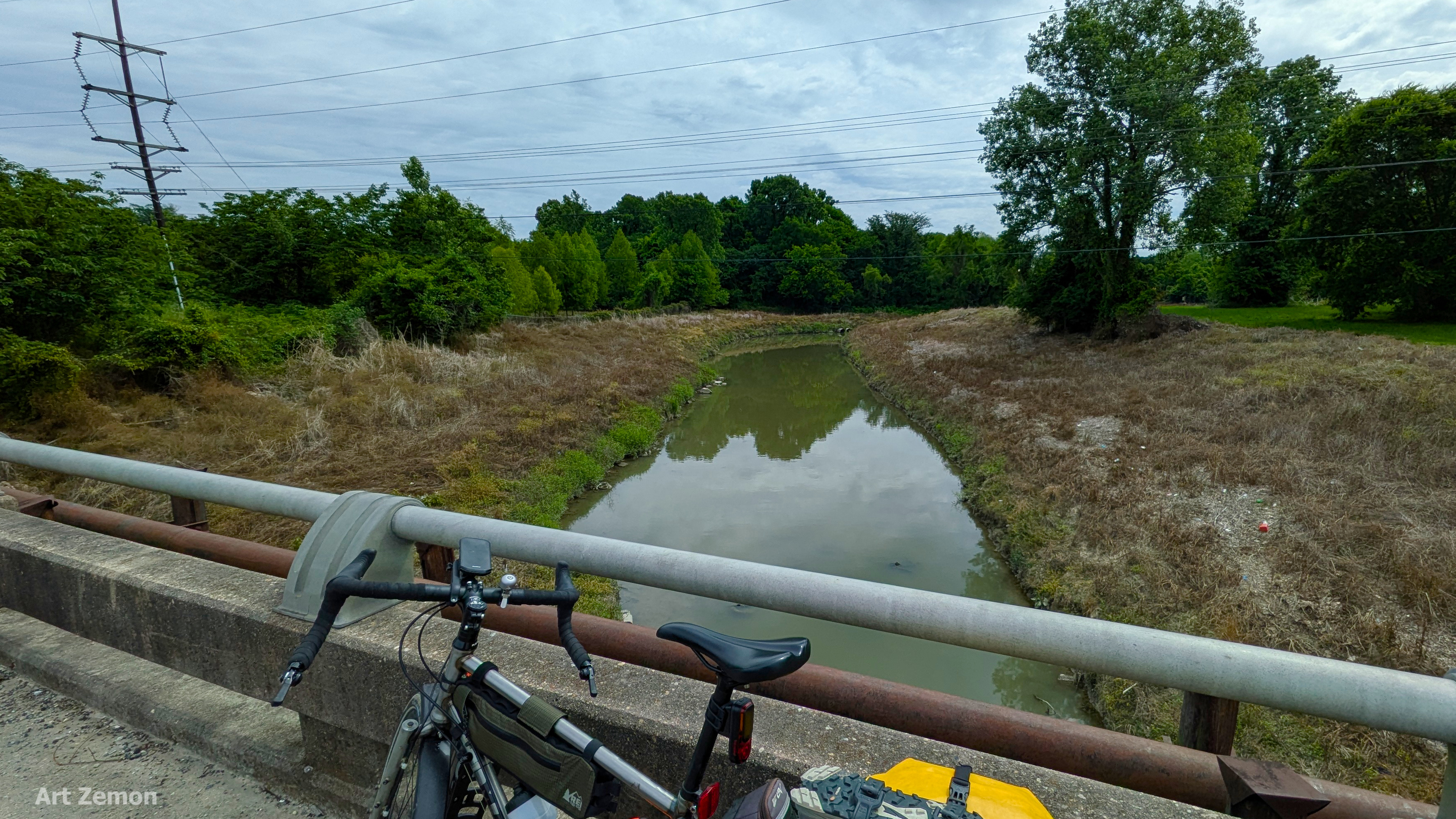 overlook from a bridge over a drainage ditch